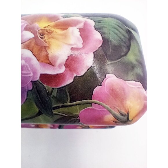 Trinket Box Handcrafted David Schatz Wild Wings Porcelain Flowers Hinged Lid - Picture 8 of 16